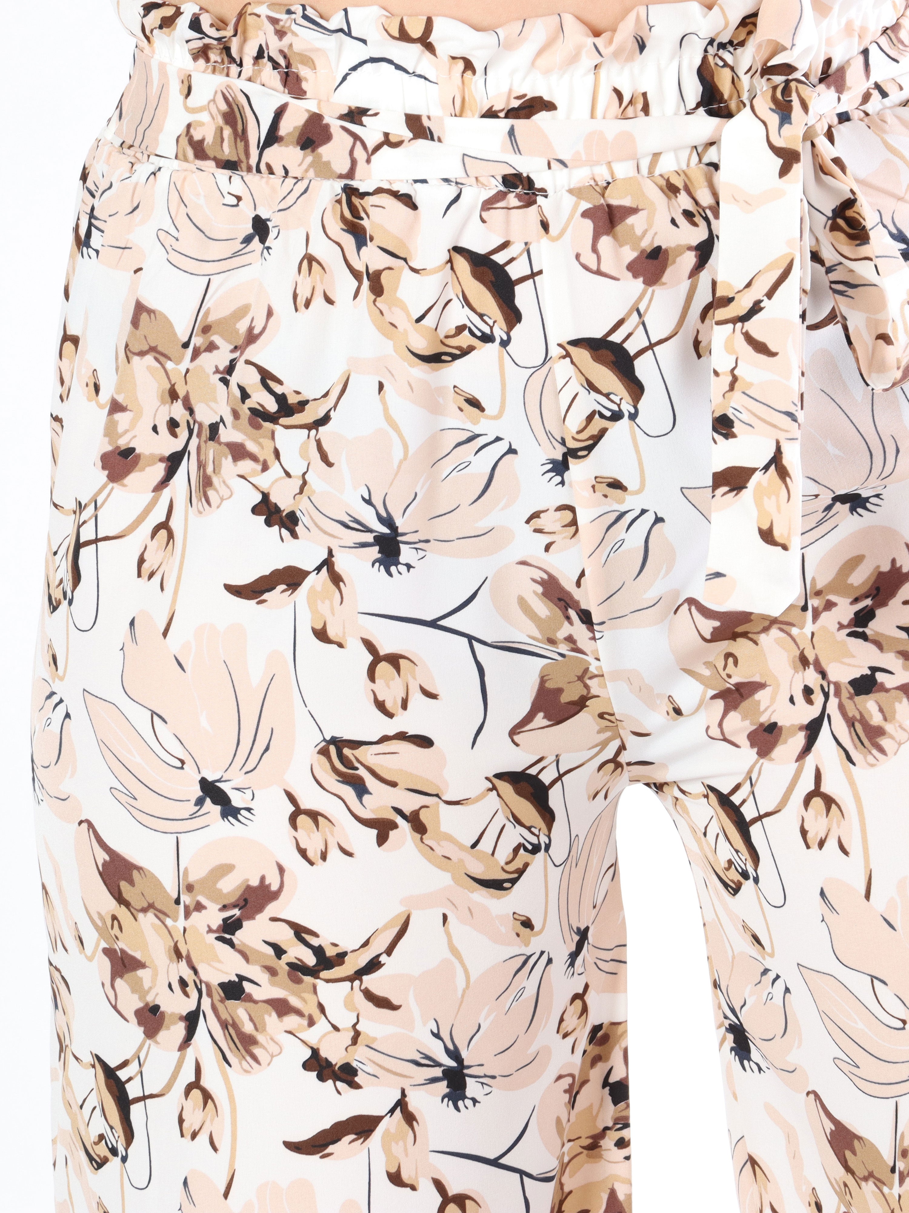 Angel - Løse bukser i blomsterprint med bindebånd